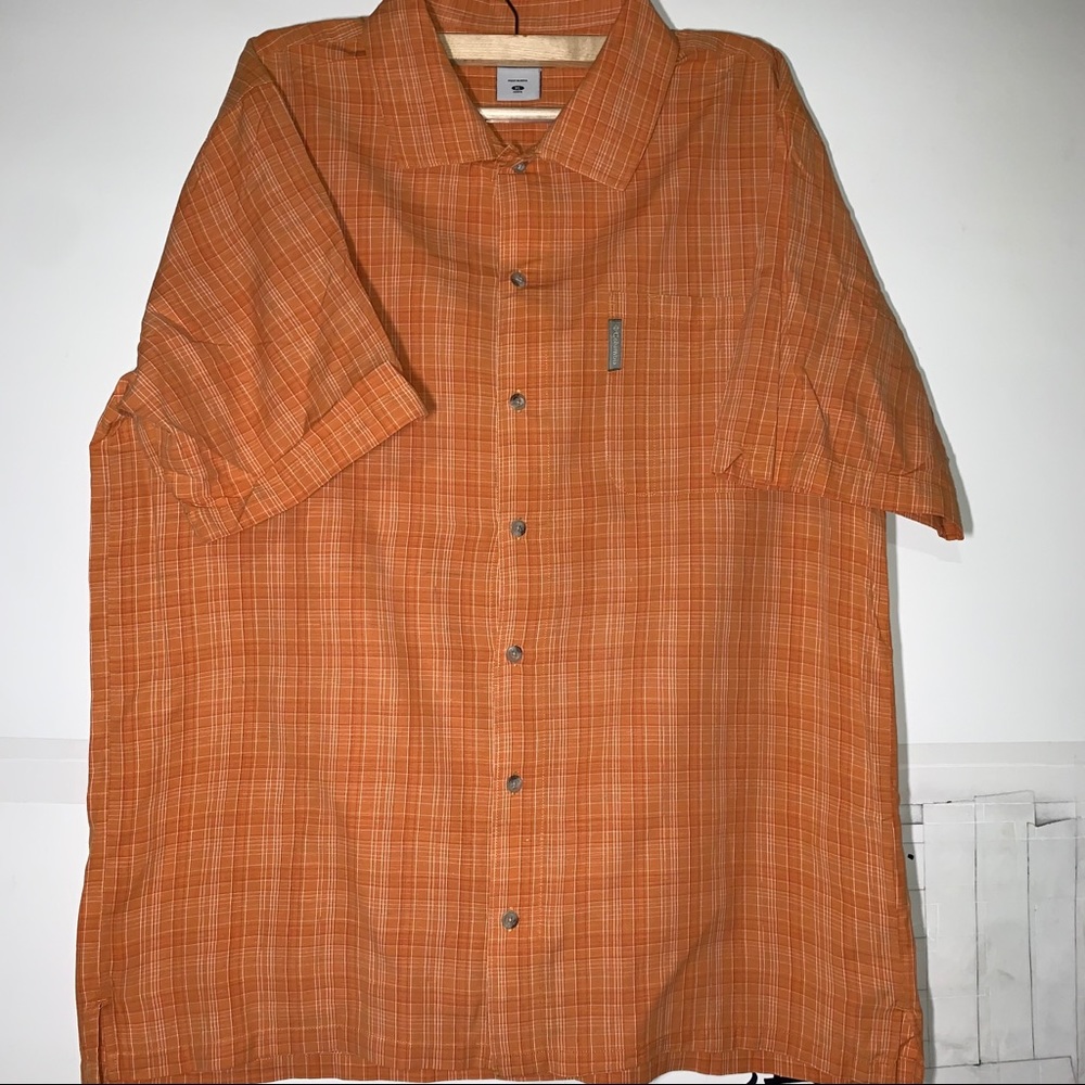 Orange Columbia XL XLarge Short Sleeve Button Down